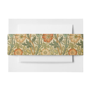 William Morris Vintage Pink and Rose Pattern Invitation Belly Band