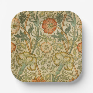 William Morris Vintage Pink and Rose Pattern Paper Plate
