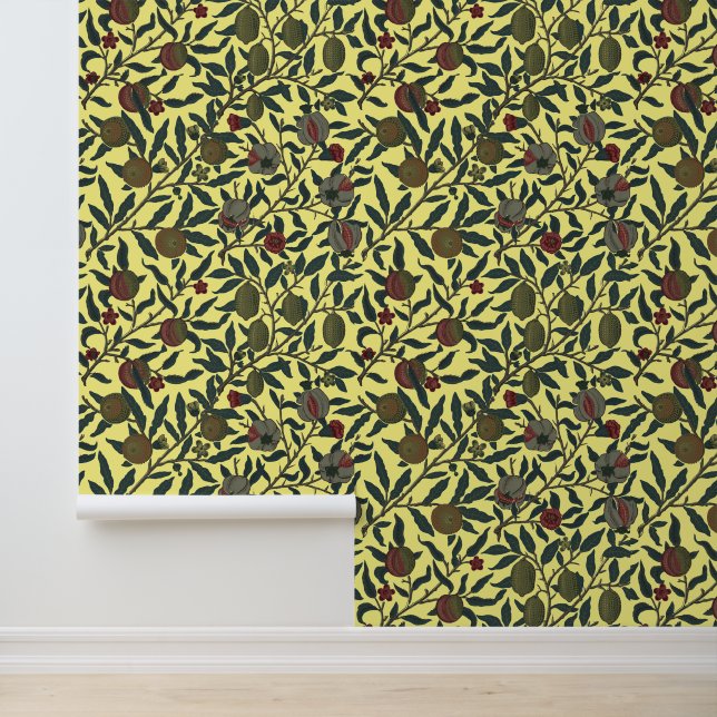 William Morris Vintage Pomegranate Pattern Wallpaper (Application)