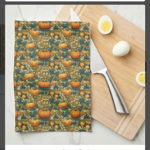 William Morris Vintage Pumpkin Patch Thanksgiving Tea Towel