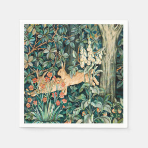 William Morris Vintage Rabbit Garden Floral Art Napkin