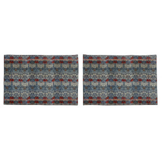 William Morris Vintage Red Floral Tulip and Rose Pillowcase