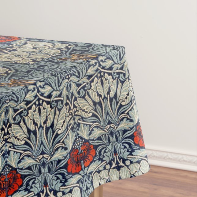 William Morris Vintage Red Flowers Floral Pattern  Tablecloth (In Situ)