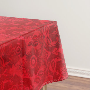 William Morris Vintage Red Stamped Velvet Pattern  Tablecloth