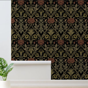 William Morris Vintage Rose and Lily Pattern Wallpaper