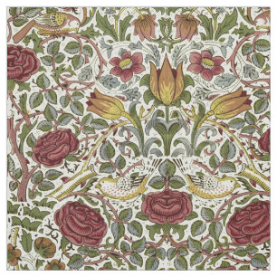 William Morris Vintage Rose & Bird Pattern Fabric
