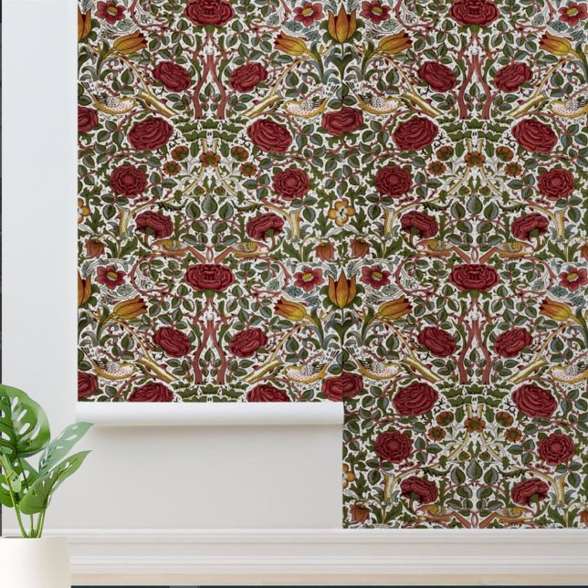 William Morris Vintage Rose & Bird Pattern Wallpaper (Creator Uploaded)