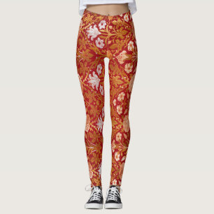 William Morris Vintage Rose & Lily Floral Pattern Leggings