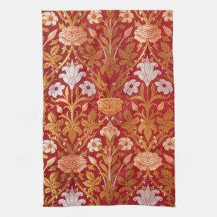 William Morris Vintage Rose & Lily Floral Pattern Tea Towel