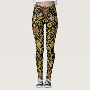 William Morris Vintage Rose & Lily Flower Pattern Leggings