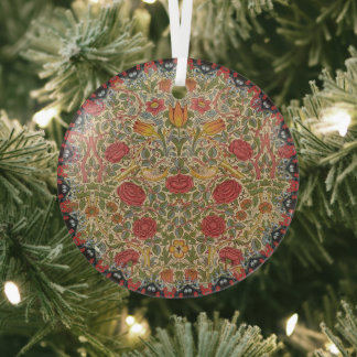 William Morris Vintage Rose Pattern Glass Tree Decoration