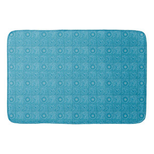 William Morris Vintage Square Blue Floral Pattern Bath Mat