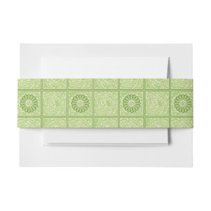 William Morris Vintage Square Green Floral Pattern Invitation Belly Band