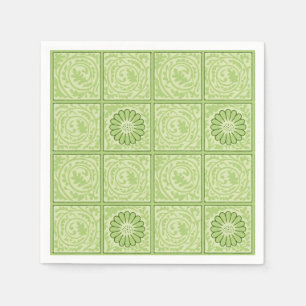 William Morris Vintage Square Green Floral Pattern Napkin