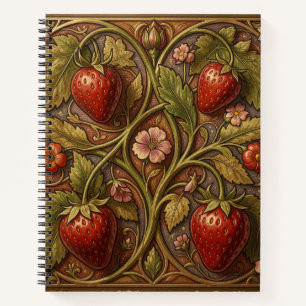 William Morris vintage strawberry Floral pattern Notebook