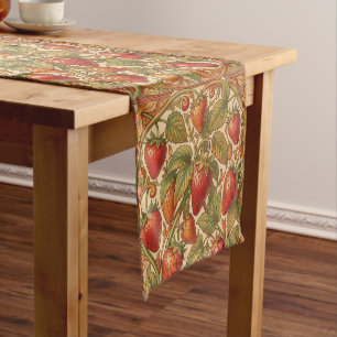 William Morris vintage strawberry Floral pattern Short Table Runner