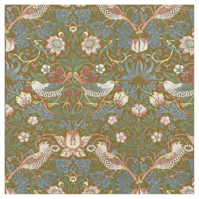 William Morris Vintage Strawberry Thief Pattern Fabric (Close Up)