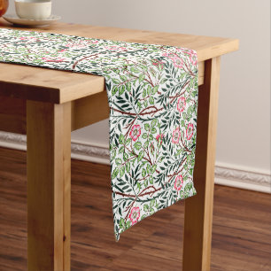 William Morris Vintage Sweet Briar Roses Foliage Long Table Runner