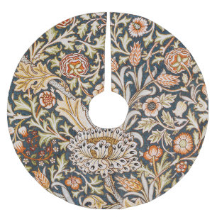 William Morris Vintage Trent Blue Floral Pattern Brushed Polyester Tree Skirt