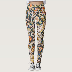 William Morris Vintage Trent Blue Floral Pattern Leggings