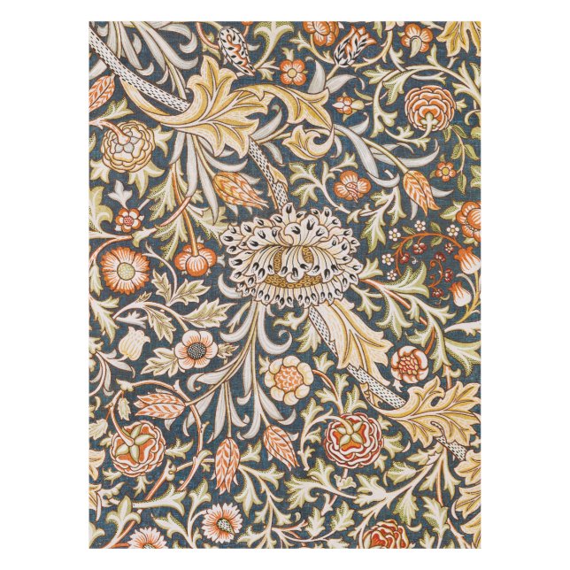 William Morris Vintage Trent Blue Floral Pattern Tablecloth (Front)