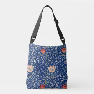 William Morris Vintage Tulip Floral Indigo Pattern Crossbody Bag