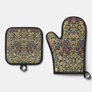 William Morris Violet and Columbine Art Oven Mitt & Pot Holder Set