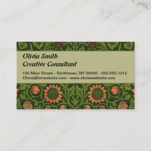 William Morris Violet and Columbine Art Rug Business Card