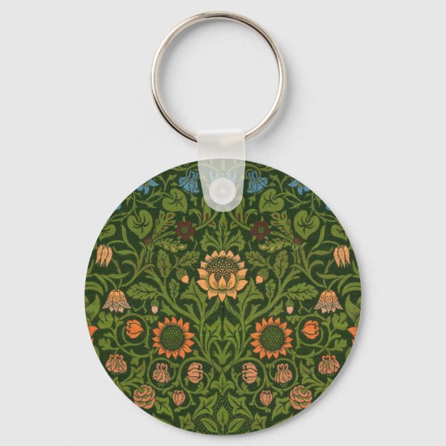 William Morris Violet and Columbine Art Rug Key Ring (Front)