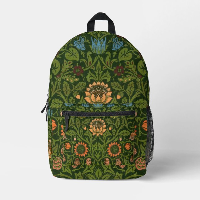 William Morris Violet and Columbine Art Rug Printed Backpack (Front)