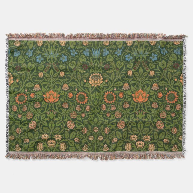 William Morris Violet and Columbine Art Rug Throw Blanket (Front)