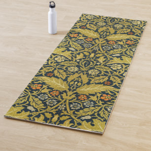 William Morris Violet Columbine Navy Floral Yoga Mat