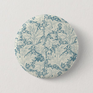 William Morris Wallflower floral blue damask 6 Cm Round Badge