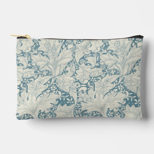 William Morris Wallflower floral blue damask  Accessory Pouch (Front)