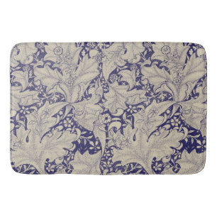 William Morris Wallflower floral blue damask  Bath Mat