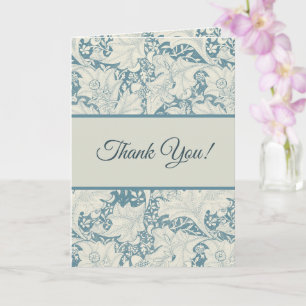 William Morris Wallflower floral blue damask  Card