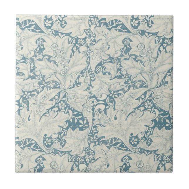 William Morris Wallflower floral blue damask  Ceramic Tile (Front)