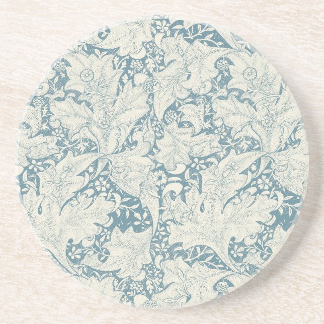 William Morris Wallflower floral blue damask  Coaster (Front)