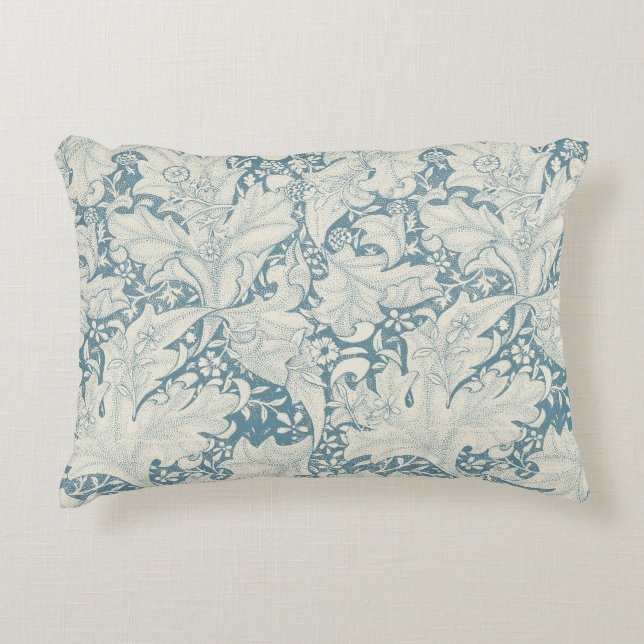 William Morris Wallflower floral blue damask  Decorative Cushion (Front)