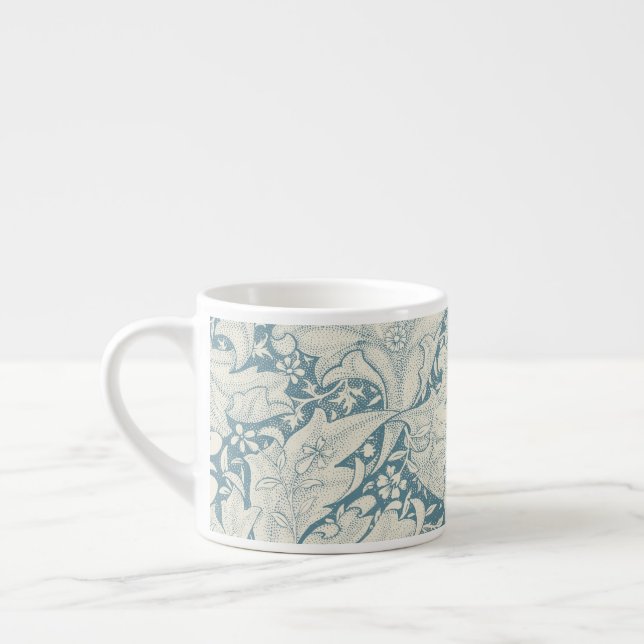 William Morris Wallflower floral blue damask  Espresso Cup (Left)