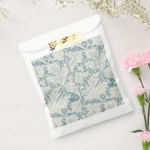 William Morris Wallflower floral blue damask Favour Bag