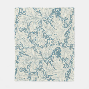 William Morris Wallflower floral blue damask  Fleece Blanket