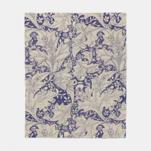 William Morris Wallflower floral blue damask  Fleece Blanket