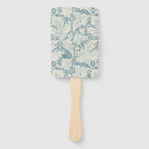 William Morris Wallflower floral blue damask Hand Fan