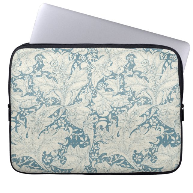William Morris Wallflower floral blue damask  Laptop Sleeve (Front)