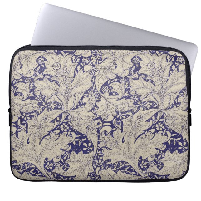 William Morris Wallflower floral blue damask  Laptop Sleeve (Front)