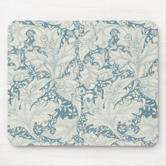 William Morris Wallflower floral blue damask  Mouse Pad (Front)
