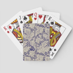 William Morris Wallflower floral blue damask Playing Cards