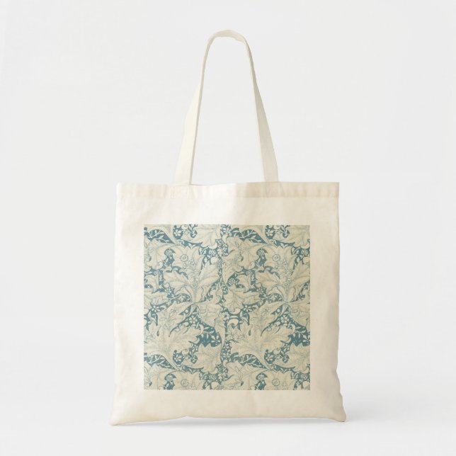 William Morris Wallflower floral blue damask  Tote Bag (Front)