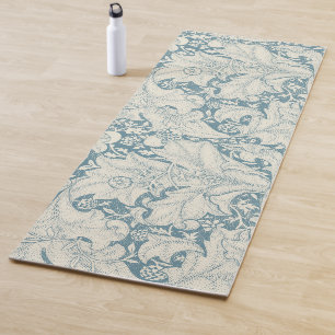 William Morris Wallflower floral blue damask Yoga Mat